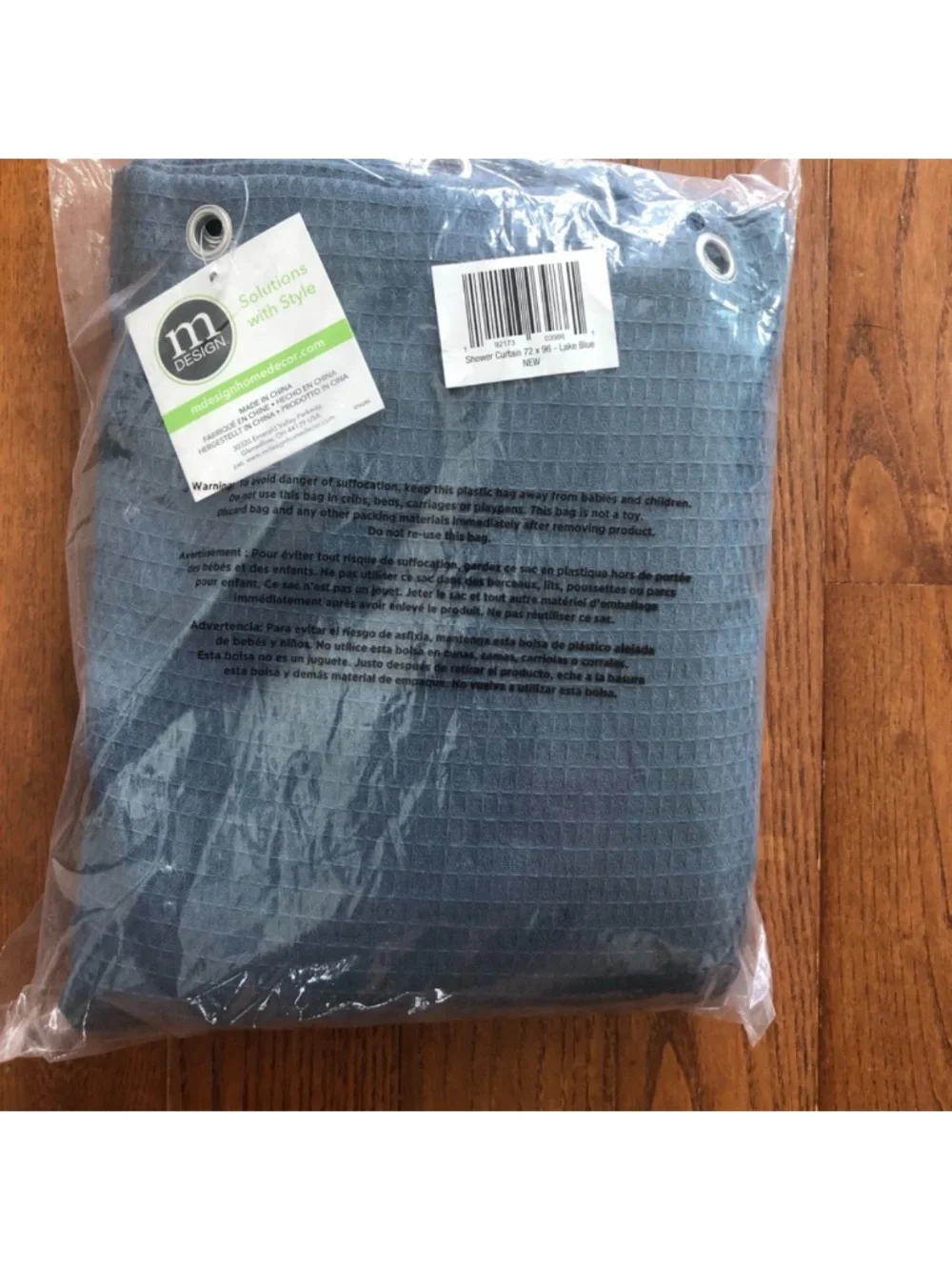 MDesign Lake Blue Waffle New in Bag/with tags Shower Curtain